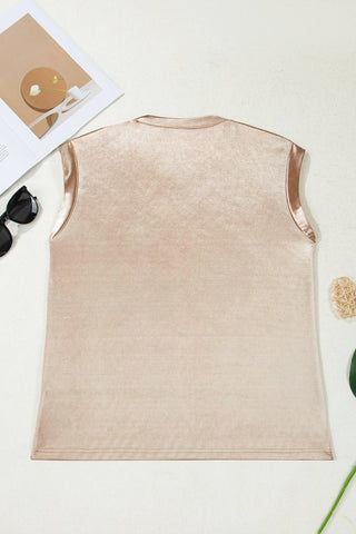 Metallic Gold Round Neck Tank Top – Eye-Catching Shimmer Style