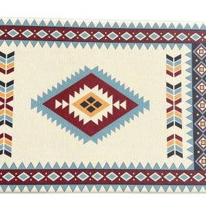 Aztec Kitchen Floor Mats-Cream