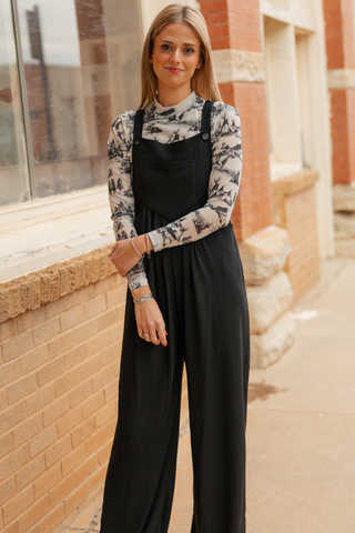 Night Sky Black Raw Hem Jumpsuit