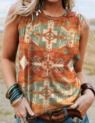 PRINTED SLEEVELESS TOP 2, X-Large