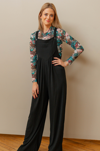 Night Sky Black Raw Hem Jumpsuit