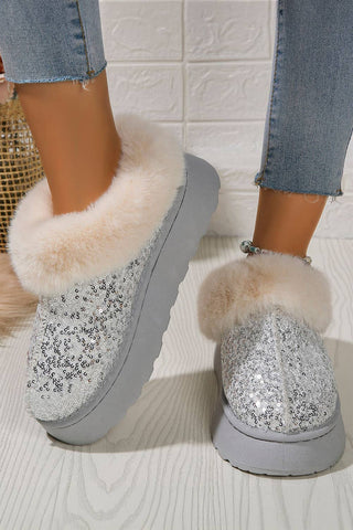 1 the Woman - Sequin Plush Lined Thick Sole Snow Boots