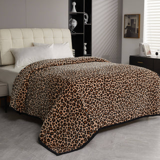 King Size Blanket | Tan Leopard Print Super Soft Plush Flannel