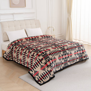 Tan Southwest Aztec King Size Super Plush Blanket