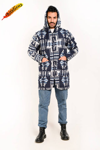 Hoodie Coat with Full Zipper,Santa Fe Navy
