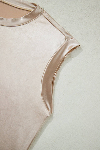 Metallic Gold Round Neck Tank Top – Eye-Catching Shimmer Style