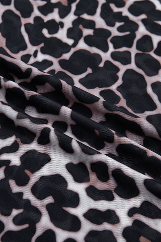 Leopard Sheer Mesh Short Sleeve Top – Eye-Catching Animal Print Style