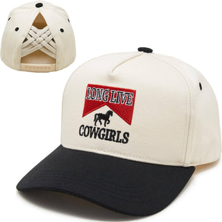 Criss Cross 2-Tone Hat - Long Live Cowgirls - Black/Beige