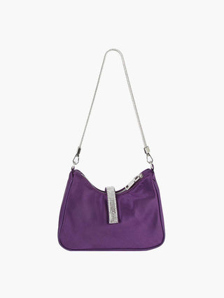 Handbag Factory Corp - Rhinestone Buckle Hobo Handbag: PURPLE