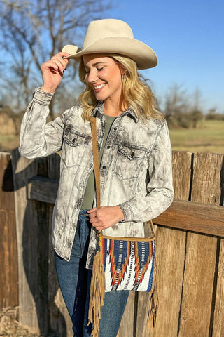 Women's Aztec Western Fringe Crossbody Bag