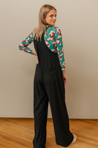 Night Sky Black Raw Hem Jumpsuit