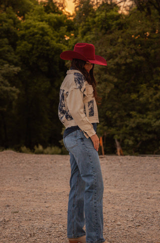 Western Tapestry Patchwork Denim Jacket