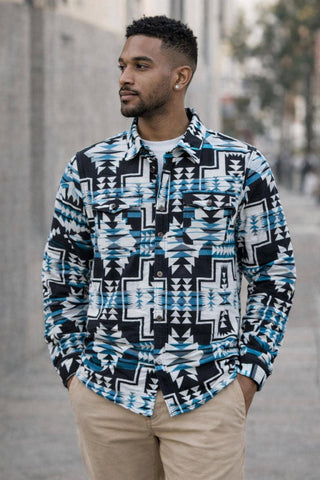 Button-Up Sweater Shirt | Santa Fe Grey Southwest Inspired