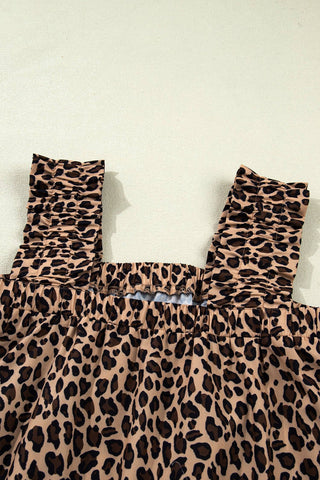 Leopard Frilled Square Neck Tank Top – Bold, Eye-Catching Western Style