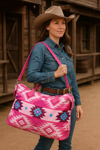 Southwest Printed Duffle Bag – Dakota Pink