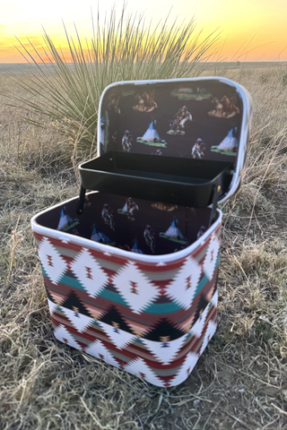 Wild Plains Western Makeup Box — Aztec & Southwest Style Organizer