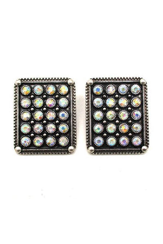 WESTERN RECTANGLE AB STONE EARRINGS