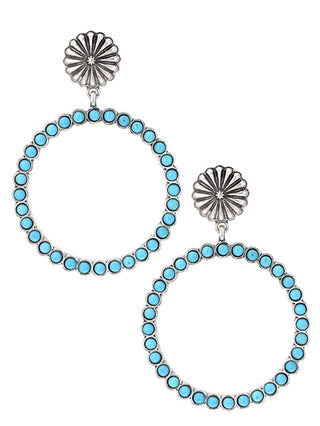 Round Stone Concho Hoop Earring