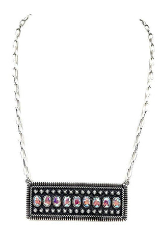 Western Stone Bubble Metal Plate Necklace