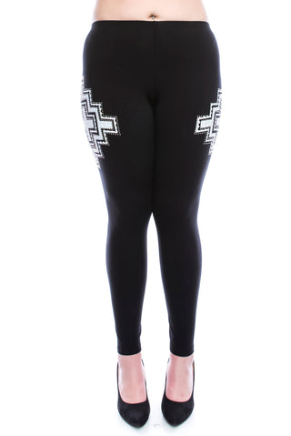 Cross Embellished Leggings w Stones - The Fringe Spa'Tique