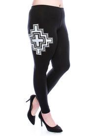 Cross Embellished Leggings w Stones - The Fringe Spa'Tique