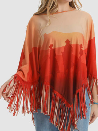 Sunset Cowboys Poncho - The Fringe Spa'Tique