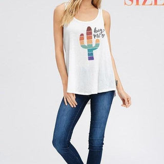Rainbow cactus tank top - The Fringe Spa'Tique