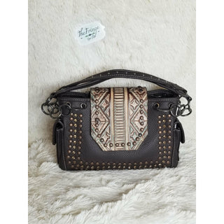 Trinity Ranch Embossed/Fringe Collection Concealed Carry Satchel Coffee - The Fringe Spa'Tique