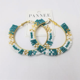 Gold Hoop Earrings Bead Knit Mix Tea, MTL - The Fringe Spa'Tique