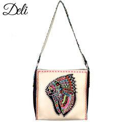 Delila 100% Genuine Leather Hand Embroidered Collection Mini Tote - The Fringe Spa'Tique
