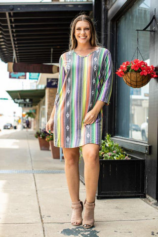 HALLOWEEN SERAPE 3/4 SLEEVE V-NECK DRESS W/ POCKETS - The Fringe Spa'Tique