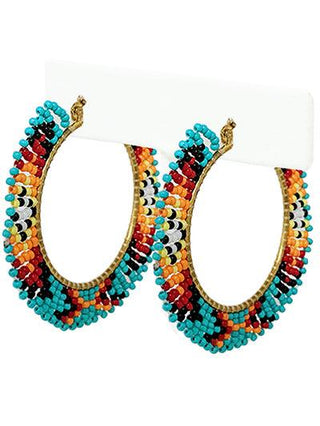 Seed Bead Hoop Earrings - Round - The Fringe Spa'Tique