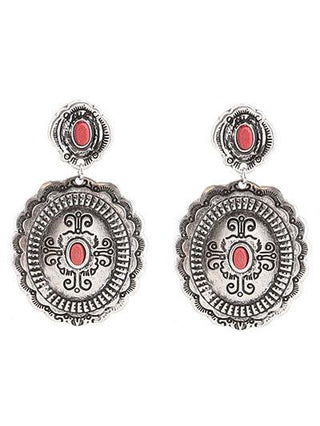 Western Semi Stone Concho Earrings - The Fringe Spa'Tique