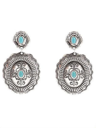 Western Semi Stone Concho Earrings - The Fringe Spa'Tique