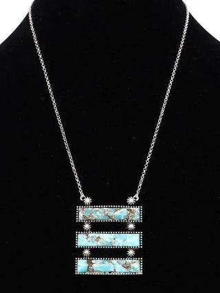 Western 3 Bar Stone Necklace - The Fringe Spa'Tique