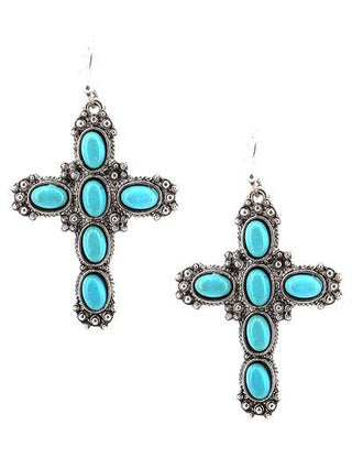 Western Cross Semi Stone Earring - The Fringe Spa'Tique