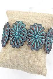 Turquoise Casper Concho Patina Bracelet - The Fringe Spa'Tique