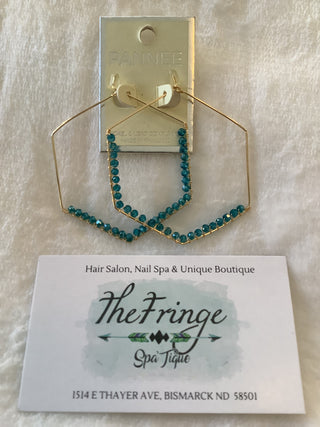 Beaded Hexagon Hoop Earrings - The Fringe Spa'Tique