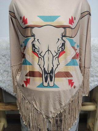 Steer Skull Poncho - The Fringe Spa'Tique